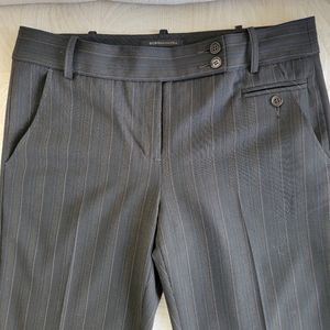 BCBG pinstriped trousers size 8. Polyester, rayon, spandex. Dry clean